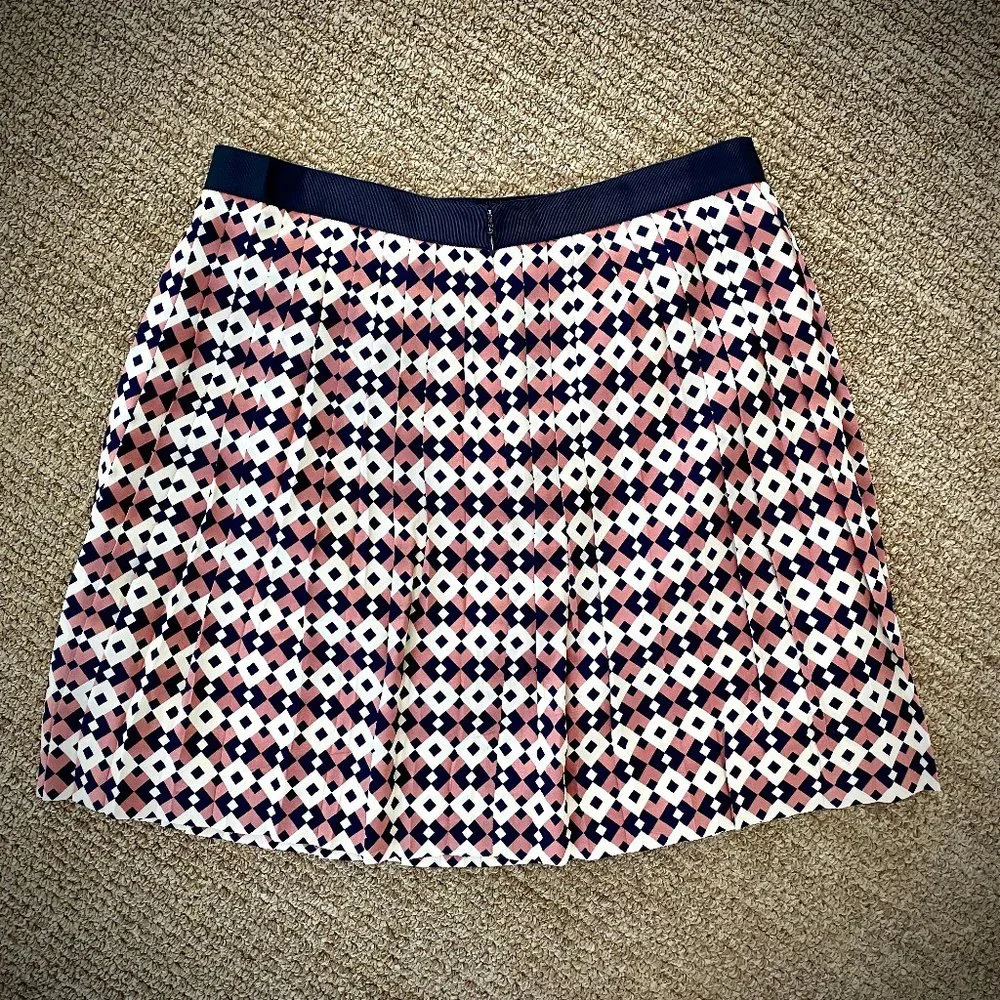 J. Crew Tile Silk Pleated Mini Skirt, size 4